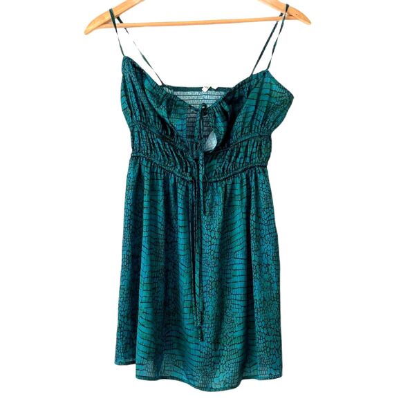 Free People Intimately Meant to Be Printed Green Satin Slip Dress Sm - Picture 3 of 10